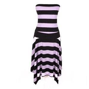 B. Smart Sleeveless Black and Purple Goth Sundress w/ Handkerchief Hem, Sz 9/10